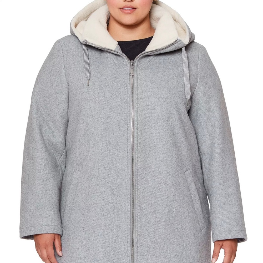 NWT Vince Camuto Women's Plus Size Fleece-Lined Hooded Coat | 3X
